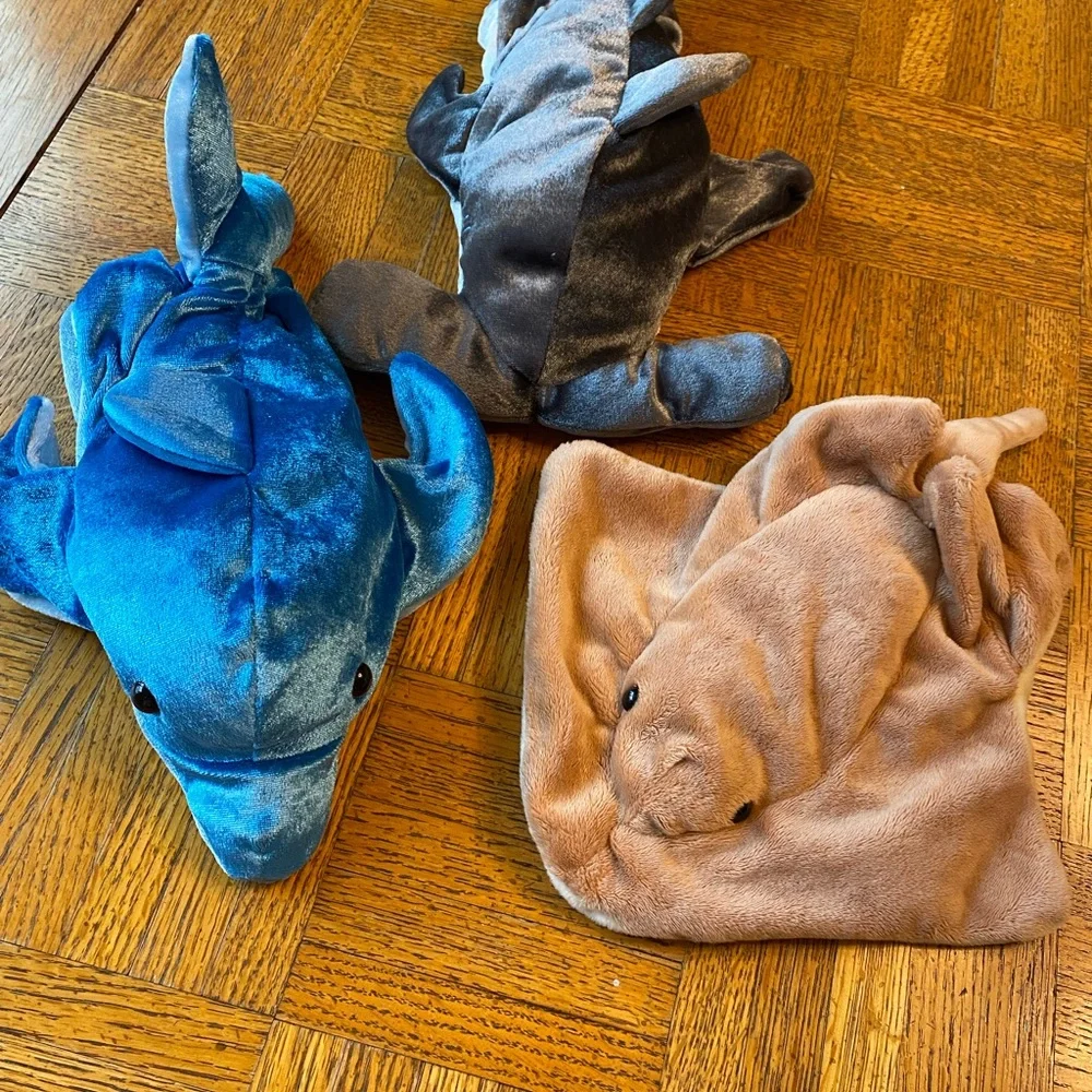 Dream Ocean Puppets Dolphin-Hammer Head Shark-Stingray 3 in the Set! 🌊🐬